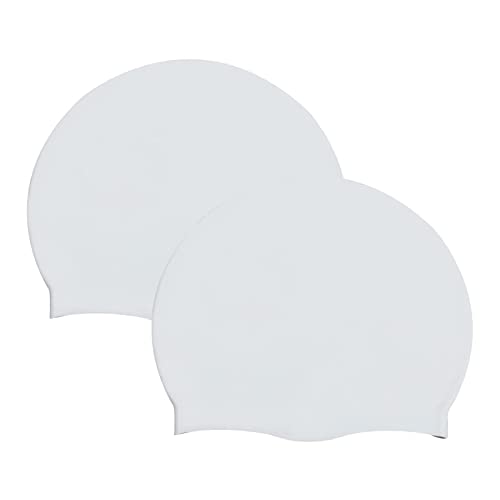 2 Sück Kinder Unisex Badekappe 100% Silikon Badekappen Anti-Rutsch Bequeme und Dehnbare wasserdichte Bademütze, Classic wasserdichte Badehaube für Langes und Kurzes Haar von DAQIEPIN
