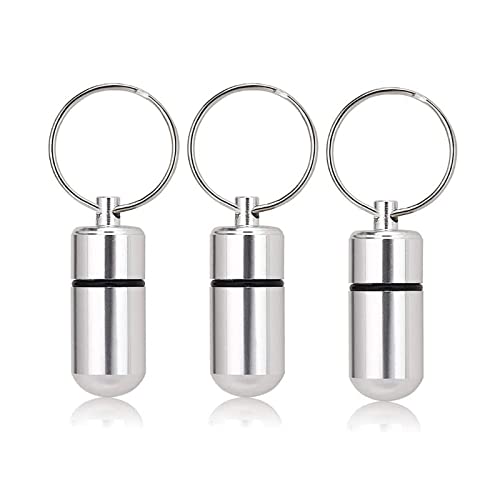 3 Stück Tragbare Mini-Pillendosen Wasserdichte Aluminiumlegierung Pillenflasche Pillenhalter Schlüsselbund Pillenbehälte von DAQIEPIN