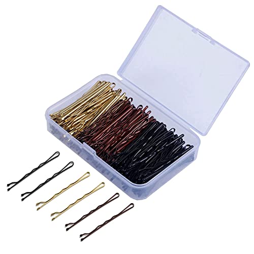 150 Stück Bobby pins Metall Wellenform HaarklammernHaarnadeln schwarz gold braun Haarschmuck für Frauen Mädchen mit Aufbewahrungsbox haarspange hochzeit 5 cm von DAQIEPIN