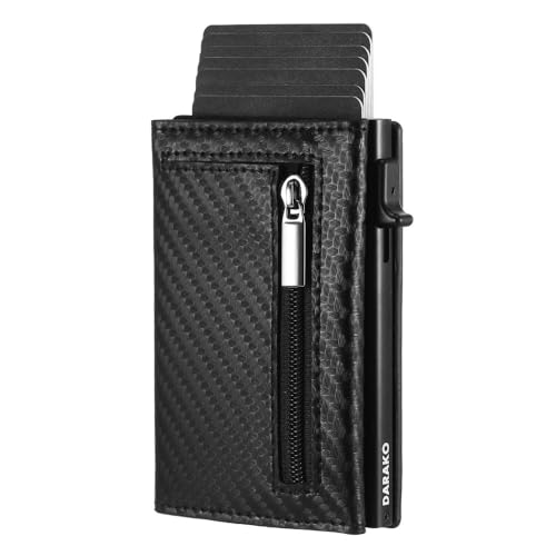 DARAKO Prime Wallet mit Münzfach & RFID-Schutz - Mini Geldbörse für Herren & Damen klein - Kreditkartenetui Kartenetui - Portemonnaie Portmonee - Slim Wallet Geldbeutel Mikrofaser Leder (Space-Carbon) von DARAKO