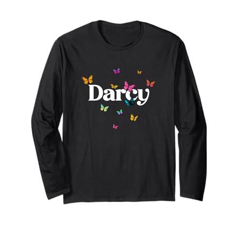Darcy - Schöner Mädchen Name mit bunten Schmetterlingen Langarmshirt von DARCY Tochter Enkel Geburtstag Geschenkideen