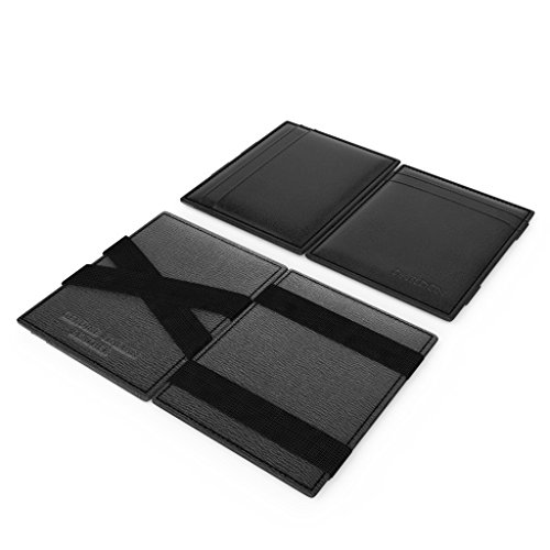 DARDON® Magic Wallet Design Leder-Geldbörse, aus italienischem Kalbs-Leder, Slim Wallet mit RFID-Blocker, in Schwarz/Grau von DARDON