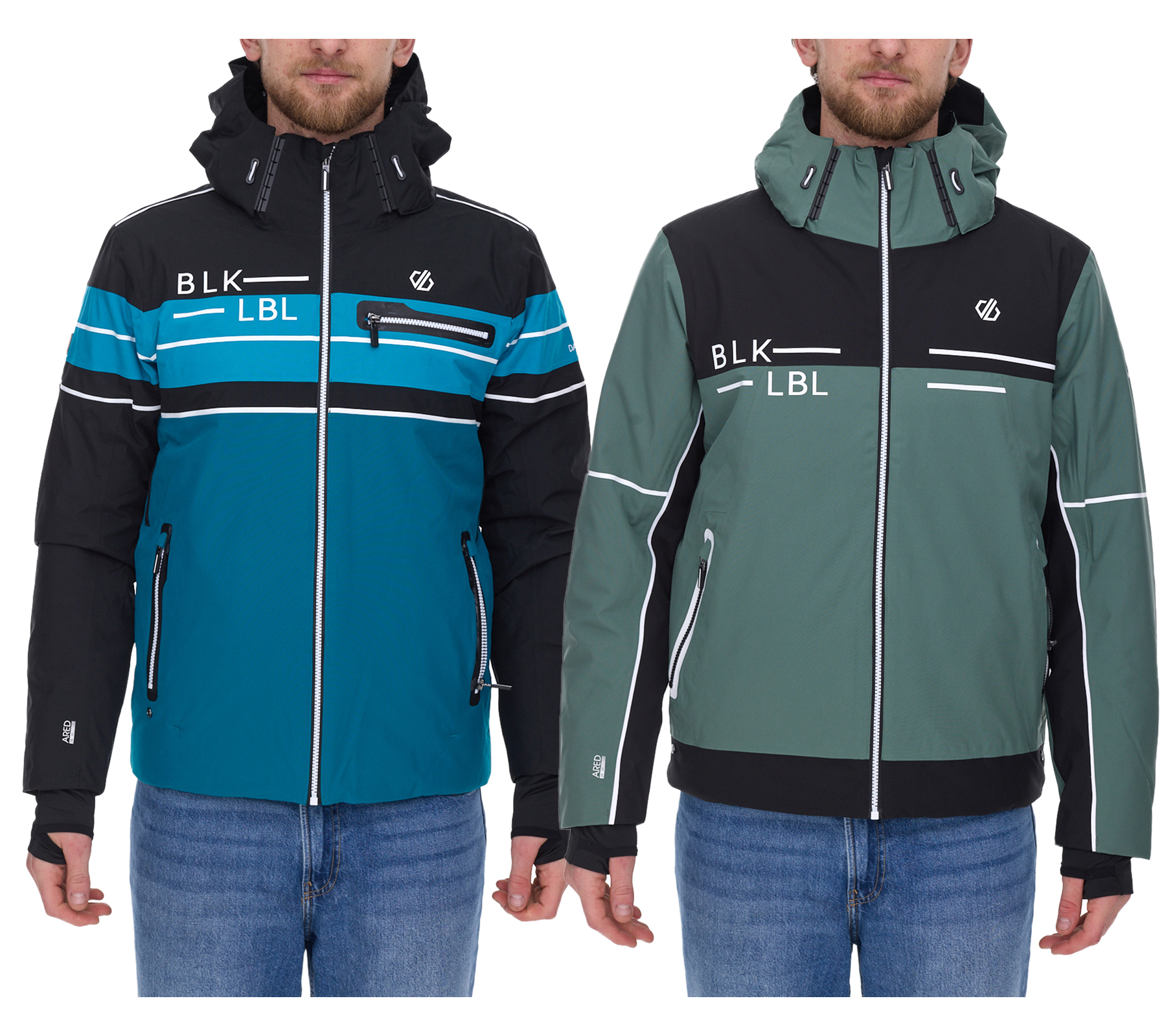 DARE 2b OUTLIER II oder SPEED OUT II Herren Snowboard-Jacke wasserdichte Ski-Jacke nachhaltige Wintersport-Jacke DMP520/DMP519 Schwarz/Blau oder Schwarz/Grün von DARE 2b