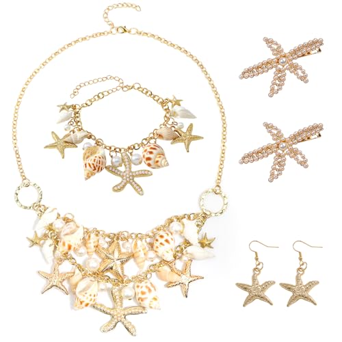 DARENYI Frauen Kostüm Schmuck Set,Meerjungfrau Accessoires Damen,Meerjungfrau Muschel Schmuck Haarschmuck,meerjungfrau schmuck,für Hochzeit, Strand, Ozean, Urlaub von DARENYI