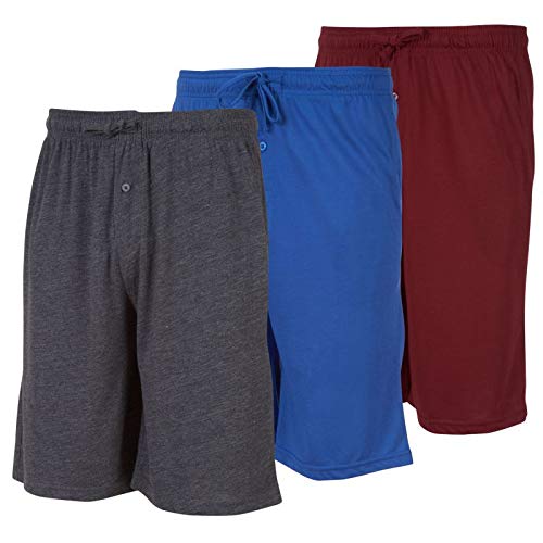 DARESAY Herren-Shorts aus weichem Baumwolljersey, gestrickt, mit Taschen, für Workout oder Lounge, 3er-Pack, Königsblau, Burgunderrot, Dunkelgrau, 3X-Groß von DARESAY