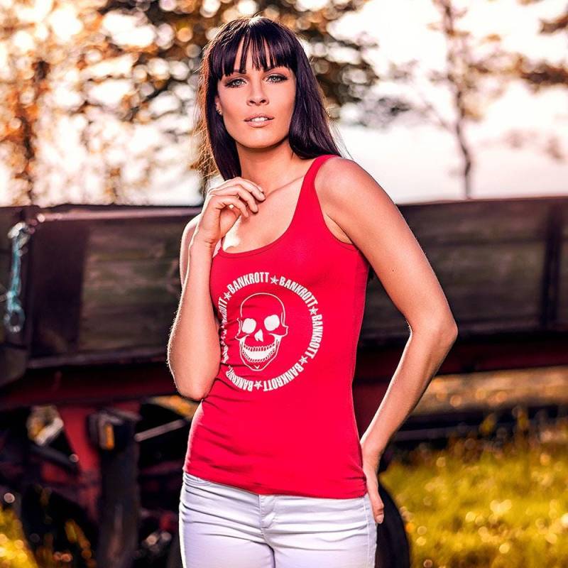 Totenkopf Groß - Weiß Auf Rot von DARLUXShop