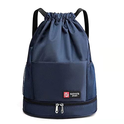 DAROSS Turnbeutel Wasserdicht Sportbeutel，Rucksack Damen Klein， Nass- und Trockenabscheidung，Mit wasserdichter Innentasche-Außentasche für Schnellzugriff/18 L Für Sport, Reisen und City (Navy blau) von DAROSS