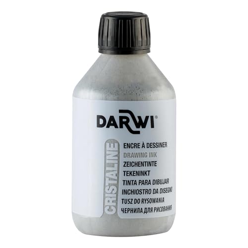 DARWI - DA2300250080C - Un flacon d'Encre à Dessiner transparente et lumineuse - Pour Enfants - Coloris Argent - 250 ML - DARWI CRISTALINE - Aquarellable après séchage von DARWI