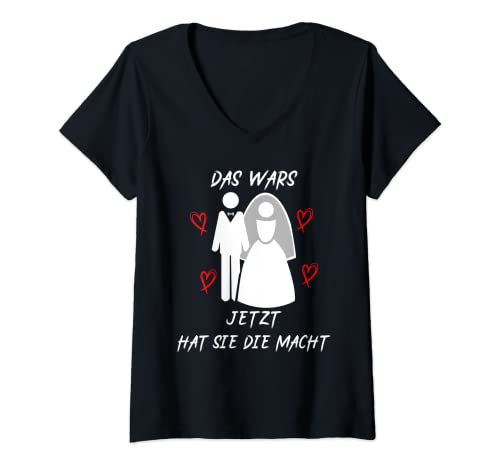 Damen DAS WARS JETZT HAT SIE DIE MACHT HOCHZEIT JGA Trauung T-Shirt mit V-Ausschnitt Damen DAS WARS JETZT HAT SIE DIE MACHT HOCHZEIT JGA Trauung T-Shirt mit V-Ausschnitt von DAS WARS JETZT HAT SIE DIE MACHT HOCHZEIT JGA