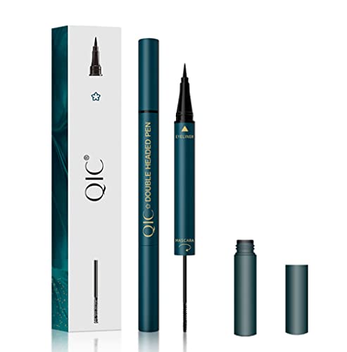 2 in 1 flüssiger Eyeliner-Mascara 4d Seidenfaser-Mascara wasserdichter doppelseitiger Mascara-Eyeliner weiche und volle Wimpern, natürliches pralles Make-up, langanhaltendes Augen-Make-up von DASAWADA