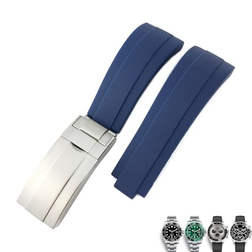 DASEB 20 mm 21 mm Gummi-Silikon-Armband, passend für Rolex Submariner GMT OYSTERFLEX Daytona DEEPSEA, wasserdichtes Armband(Blue,20mm) von DASEB
