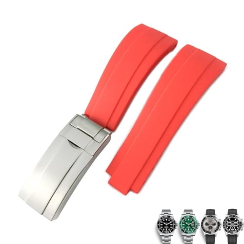 DASEB 20 mm 21 mm Gummi-Silikon-Armband, passend für Rolex Submariner GMT OYSTERFLEX Daytona DEEPSEA, wasserdichtes Armband(Red,20mm) von DASEB