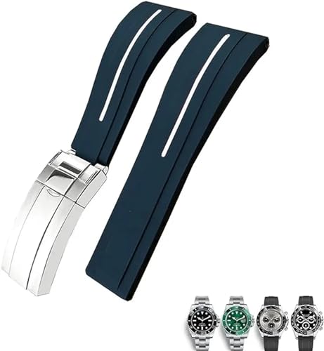 DASEB 20 mm Gummiarmband für Rolex GMT OYSTERFLEX Daytona Submariner DEEPSEA wasserdichtes Armband(Black white) von DASEB