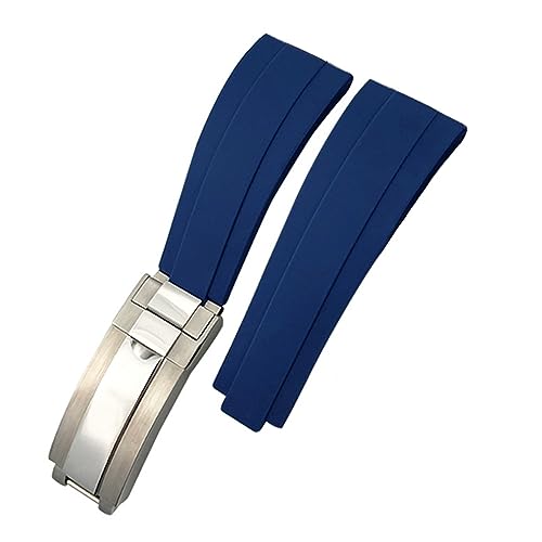 DASEB 20-mm-Gummiarmband für Rolex Submariner DAYTONA GMT DEEPSEA 116655 Silikonarmband Diver Wasserdichtes Armband 9 × 9 mm Schnalle(Blue) von DASEB