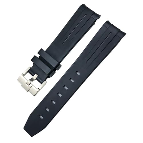 DASEB 20 mm Silikon-Gummi-Armband für Omega Rolex Submariner GMT Seamaster Speedmaster Moon Watch, buntes wasserdichtes Armband(Black black-01) von DASEB
