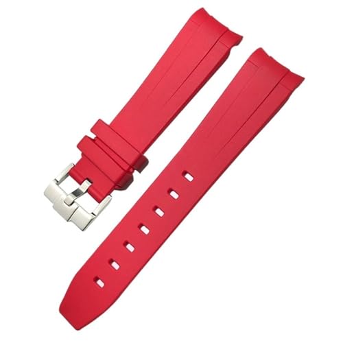 DASEB 20 mm Silikon-Gummi-Armband für Omega Rolex Submariner GMT Seamaster Speedmaster Moon Watch, buntes wasserdichtes Armband(Red) von DASEB