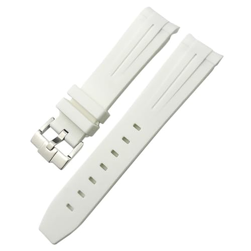 DASEB 20 mm Silikon-Gummi-Armband für Omega Rolex Submariner GMT Seamaster Speedmaster Moon Watch, buntes wasserdichtes Armband(White) von DASEB
