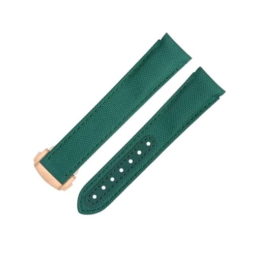 DASEB 20-mm-Uhrenarmband mit gebogenem Ende für Omega-Armband für AT150 Seamaster 300 Planet Ocean De Ville Speedmaster Neue grüne hochdichte Nylon-Rindsleder-Uhrenarmbänder(Green 7) von DASEB