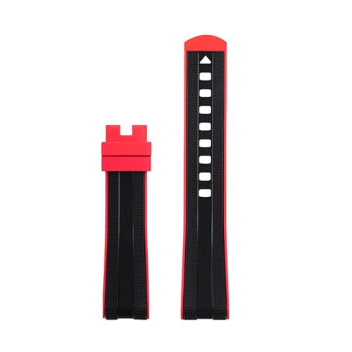 DASEB 20 mm für Omega Seamaster 300 Armband mit gebogenem Ende, zweifarbiges weiches Armband, flüssiger Silikon-Gummi-Gürtel(Black Red) von DASEB