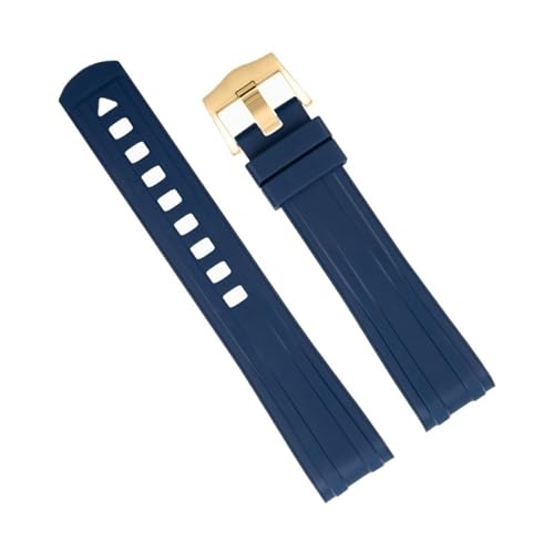 DASEB 20 mm gebogenes Ende, hochwertiges FKM-Fluorkautschuk-Uhrenarmband für Omega-Armband, neue Seamaster 300-Taucherarmband-Armbänder, Dornschließe(Blue 2) von DASEB