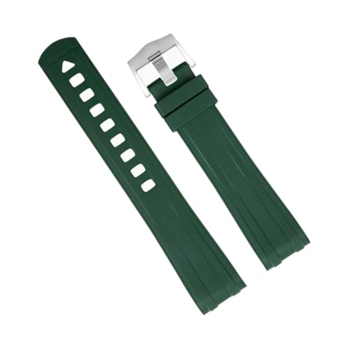 DASEB 20 mm gebogenes Ende, hochwertiges FKM-Fluorkautschuk-Uhrenarmband für Omega-Armband, neue Seamaster 300-Taucherarmband-Armbänder, Dornschließe(Green 3) von DASEB