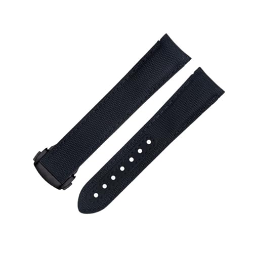 DASEB 20 mm schwarze Linie hochdichtes Nylon-Rindsleder-Uhrenarmband für Omega AT150 Seamaster 300 Planet Ocean De Ville Speedmaster Uhrenarmband mit gebogenem Ende(Blue 9) von DASEB