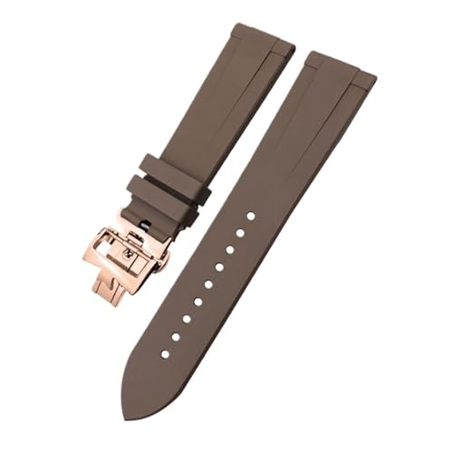 DASEB 20mm 21mm 22mm Fluorkautschuk-Armband passend für Vacheron Constantin Rot Blau Schwarz Wasserdichtes weiches Uhrenarmband(Brown Rose,22mm) von DASEB