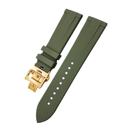 DASEB 20mm 21mm 22mm Fluorkautschuk-Armband passend für Vacheron Constantin Rot Blau Schwarz Wasserdichtes weiches Uhrenarmband(Green Gold,20mm) von DASEB