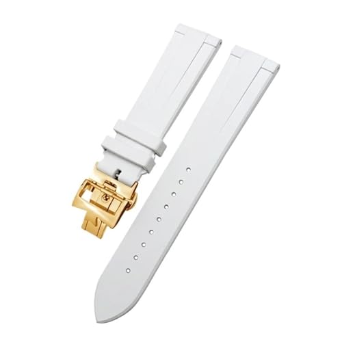 DASEB 20mm 21mm 22mm Fluorkautschuk-Armband passend für Vacheron Constantin Rot Blau Schwarz Wasserdichtes weiches Uhrenarmband(White Gold,21mm) von DASEB