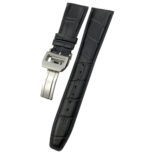 DASEB 20mm 21mm 22mm Rindsleder-Armband für IWC Big Pilot's Watches Portofino Portugieser Echtleder-Uhrenarmband-Armbänder(Black silver1,22mm) von DASEB