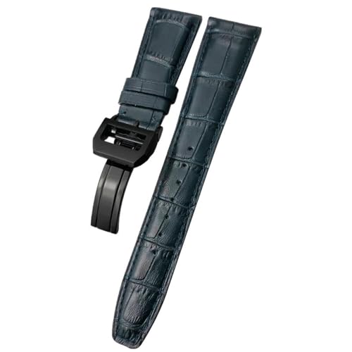 DASEB 20mm 21mm 22mm Rindsleder-Armband für IWC Big Pilot's Watches Portofino Portugieser Echtleder-Uhrenarmband-Armbänder(Blue black1,20mm) von DASEB