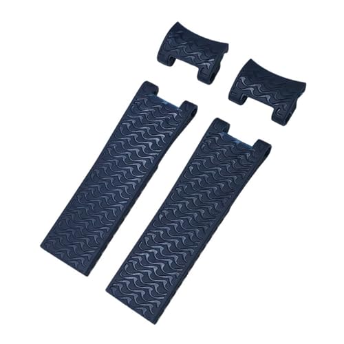 DASEB 22 mm Silikon-Gummi-Uhrenarmbänder, für Ulysse Nardin Diver Silber Roségold Faltschließe Schwarz Blau Uhrenarmband(Blue Textured) von DASEB