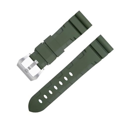 DASEB 22mm 24mm Fluorkautschuk Weiches FKM Gummi Uhrenarmband 42/44mm Zifferblatt Für Panerai Strap Für PAM1392/0682 Serie Armband Gürtel Zubehör(Green 3,22MM) von DASEB
