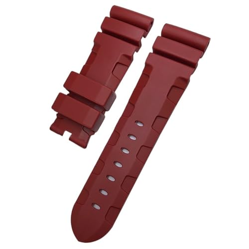 DASEB 24mm 26mm Natur Gummi Armband Fit für Panerai PAM Silikon Rot Blau Uhr Armband Wasserdichte Armbänder Werkzeuge(Red,26mm) von DASEB