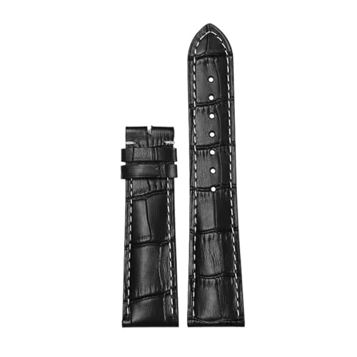 DASEB Armband geeignet für Longines Famous Craftsman Moon Phase Comcast Wunderschöne Echtleder-Schmetterlingsschnalle Original-Uhrenverbot(Black Not Buckle,19mm) von DASEB