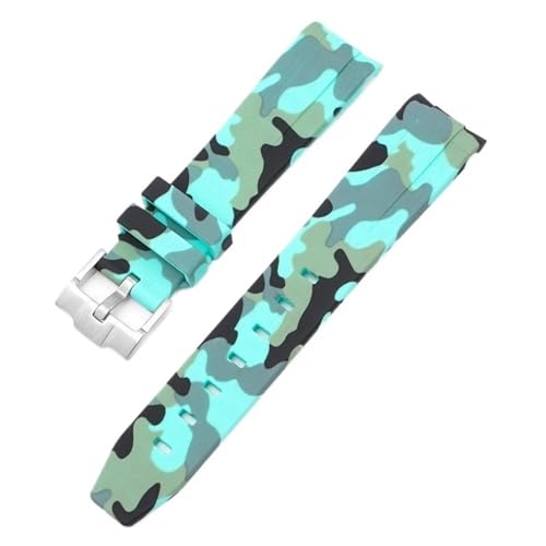 DASEB Camouflage-Armband für Omega für Swatch MoonSwatch, gebogenes Ende, Silikon-Gummi-Armband, Herren- und Damen-Sportuhrenarmband, Zubehör, 20 mm(Camo water duck01) von DASEB