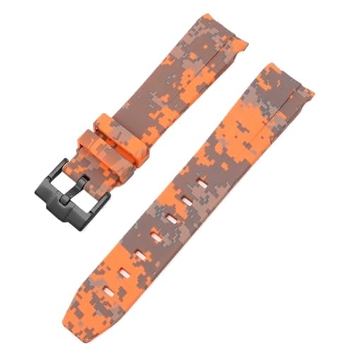 DASEB Camouflage-Armband für Omega für Swatch MoonSwatch, gebogenes Ende, Silikon-Gummi-Armband, Herren- und Damen-Sportuhrenarmband, Zubehör, 20 mm(Mosaic orange02) von DASEB