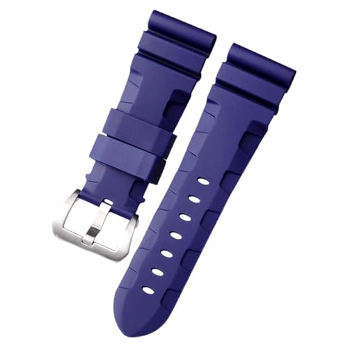DASEB Ersetzen Sie das Silikon-Armband, für Panerai Uhrenarmband, 24 mm, 26 mm, Gummi-Armband, Sport, wasserdicht, Handgelenkgürtel(Blue-silver,24mm) von DASEB