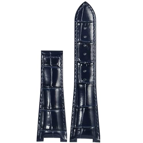 DASEB Faltschließe Lederarmband Ersatz Omega Constellation Series Herren Lederarmband mit konkaver Schnittstelle und 25 mm(Blue without clasp,25-13mm) von DASEB