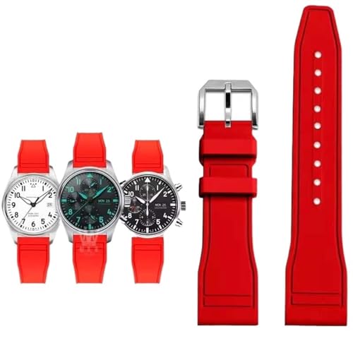 DASEB Für IWC Fluorkautschuk Uhrenarmband Schnellverschluss Pilot AMG Petronas F1 Team Wasserdichtes Sportarmband Armband 20mm 21mm 22mm(Red-silver A,22mm) von DASEB