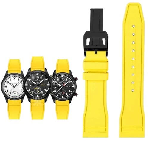 DASEB Für IWC Fluorkautschuk Uhrenarmband Schnellverschluss Pilot AMG Petronas F1 Team Wasserdichtes Sportarmband Armband 20mm 21mm 22mm(Yellow-black B,21mm) von DASEB