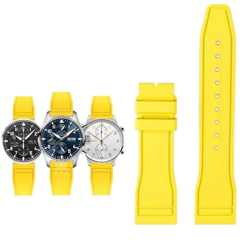 DASEB Für IWC Fluorkautschuk Uhrenarmband Schnellverschluss Pilot AMG Petronas F1 Team Wasserdichtes Sportarmband Armband 20mm 21mm 22mm(Yellow-no clasp,22mm) von DASEB