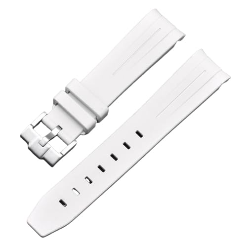 DASEB Für Moonswatch Uhr gebogenes lückenloses Kautschukarmband für Omega Swatch Joint Planet Series Moon Mercury gebogenes Kautschukarmband Männer Frauen 20 mm Uhrenarmbänder(White) von DASEB