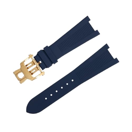 DASEB Für Patek Philippe Armband für Nautilus Armband 5711/5712 Original Schnittstelle Armband Zubehör FKM Fluorkautschuk Uhrenarmbänder Silber End Link(Blue) von DASEB