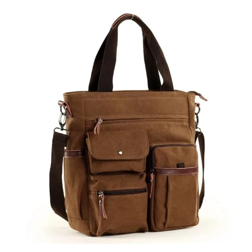 DASEB Herren Canvas Messenger Bag Crossbody Taschen Unisex Sling Bag Schultertasche für Reisen Arbeit College Vintage Herren Handtaschen Aktentasche, braun, Einheitsgröße von DASEB