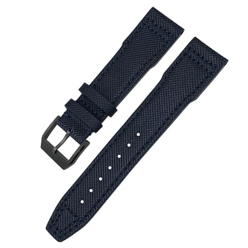 DASEB Hochdichtes Nylon-Rindsleder-Uhrenarmband, 20 mm, 21 mm, Echtleder-Prägung, grün-blaues Armband, Ersatz für IWC Pilot Series-Zubehör(Blue black,21mm) von DASEB