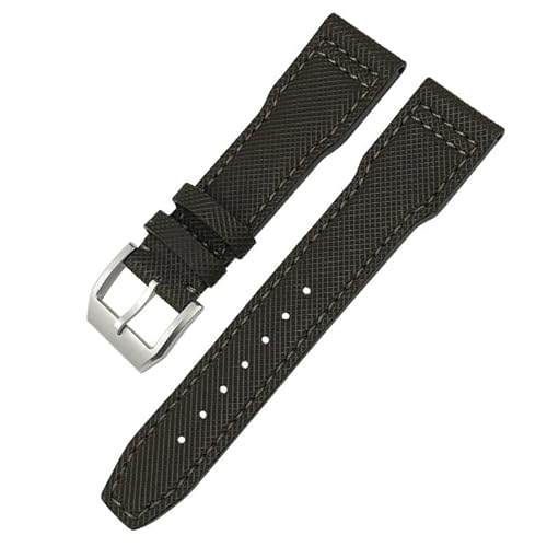 DASEB Hochdichtes Nylon-Rindsleder-Uhrenarmband, 20 mm, 21 mm, Echtleder-Prägung, grün-blaues Armband, Ersatz für IWC Pilot Series-Zubehör(Green silver,20mm) von DASEB
