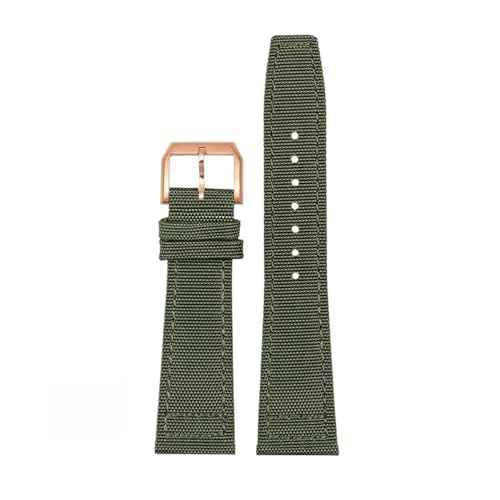 DASEB Hochdichtes Nylon-Rindsleder-Uhrenarmband für IWC PILOT Portugal Stoff-Uhrenarmband 20 mm 21 mm 22 mm Armband Schwarz Armygreen Blue Rindsleder-Handgelenkgürtel(Green RG pin,21mm) von DASEB
