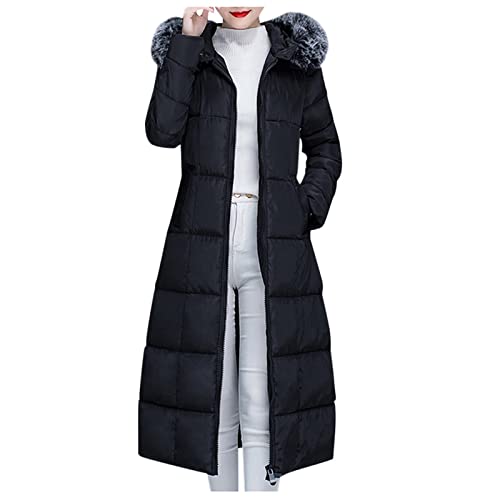 Parka Mantel Frauen Baumwoll Langarm Lange Jacken Winter Mode Solid Anliegend mit Kapuze mit Durchgehendem Reißverschlus Parka Mantel Weiblich Schnee Reisen Schwarz von DASEIS