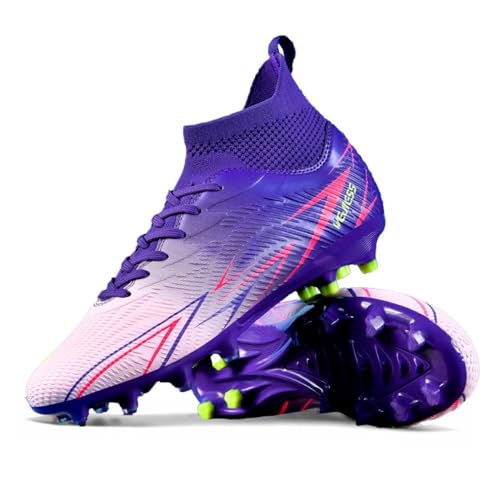 DASHANGYAN Herren Fußballschuhe AG Kunstrasen Sportschuhe Schwarz Weiß Violett von DASHANGYAN